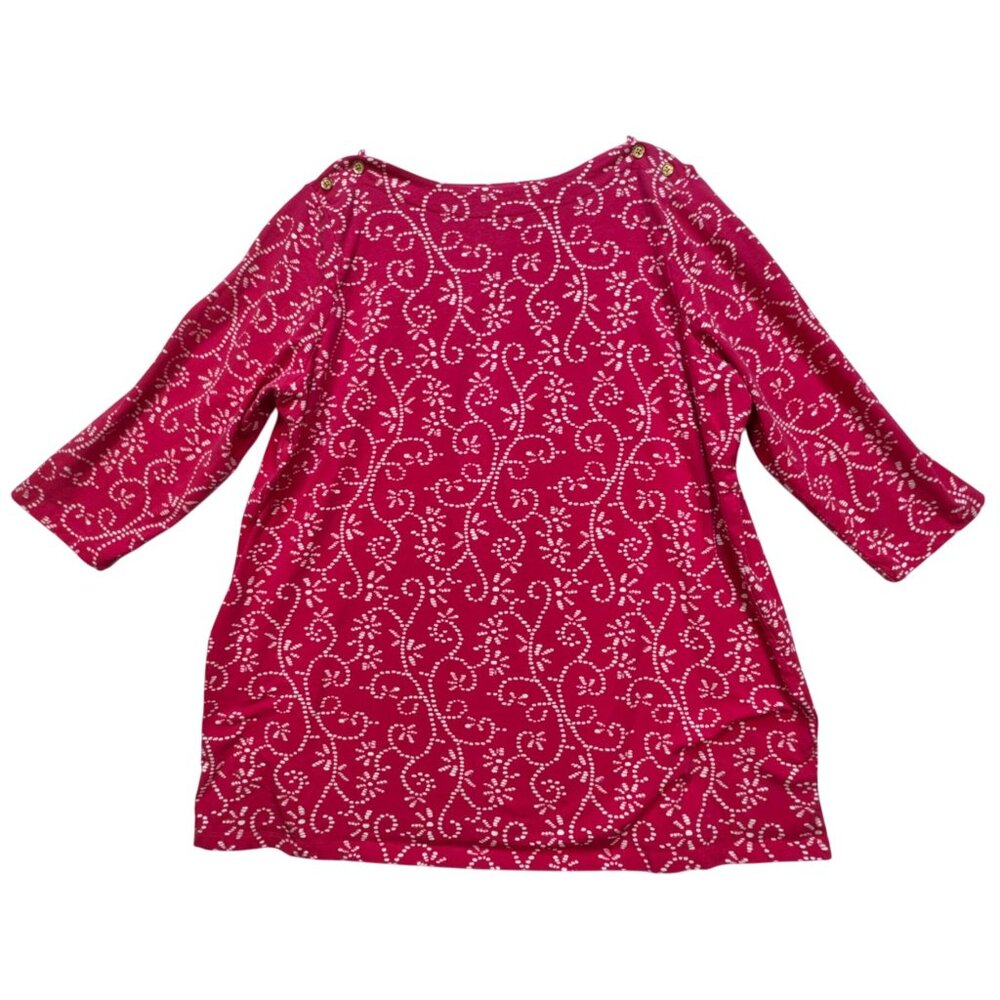 Jessica London Women's Shoulder Button Blouse Stretch Sz 18/20 Pink White Floral